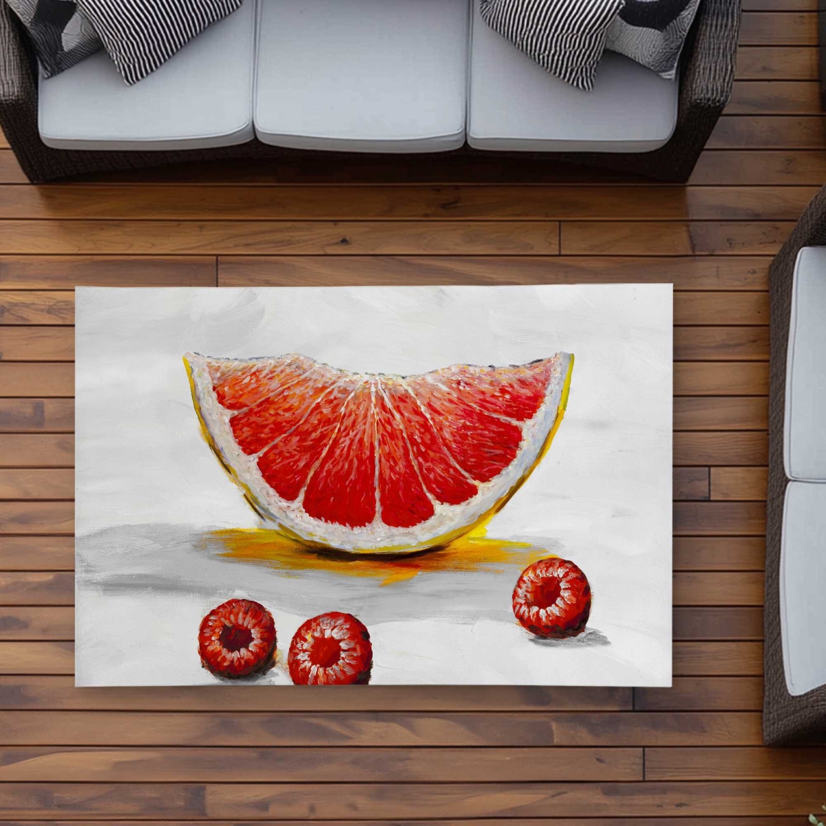 C1ROAR351J0NEY 3 x 5 ft. Grapefruit Slice - Contemporary Yellow Outdoor Rectangle Area Rug