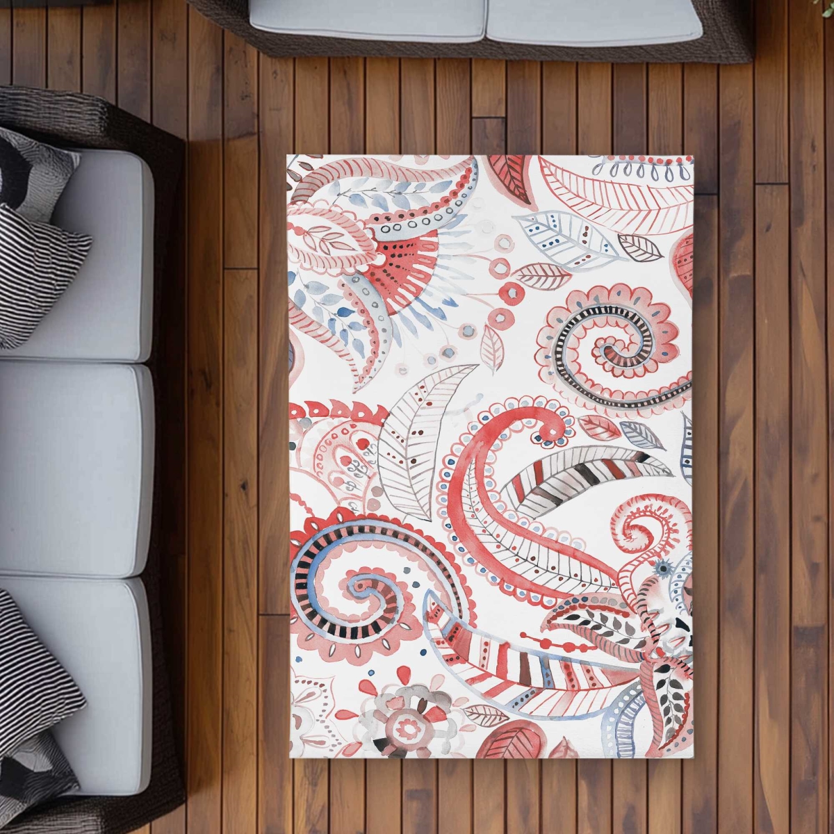 C1ROAR359YZ9D9 3 x 5 ft. Paisley Pattern Outdoor Rectangle Area Rug - Stylish Home Decor