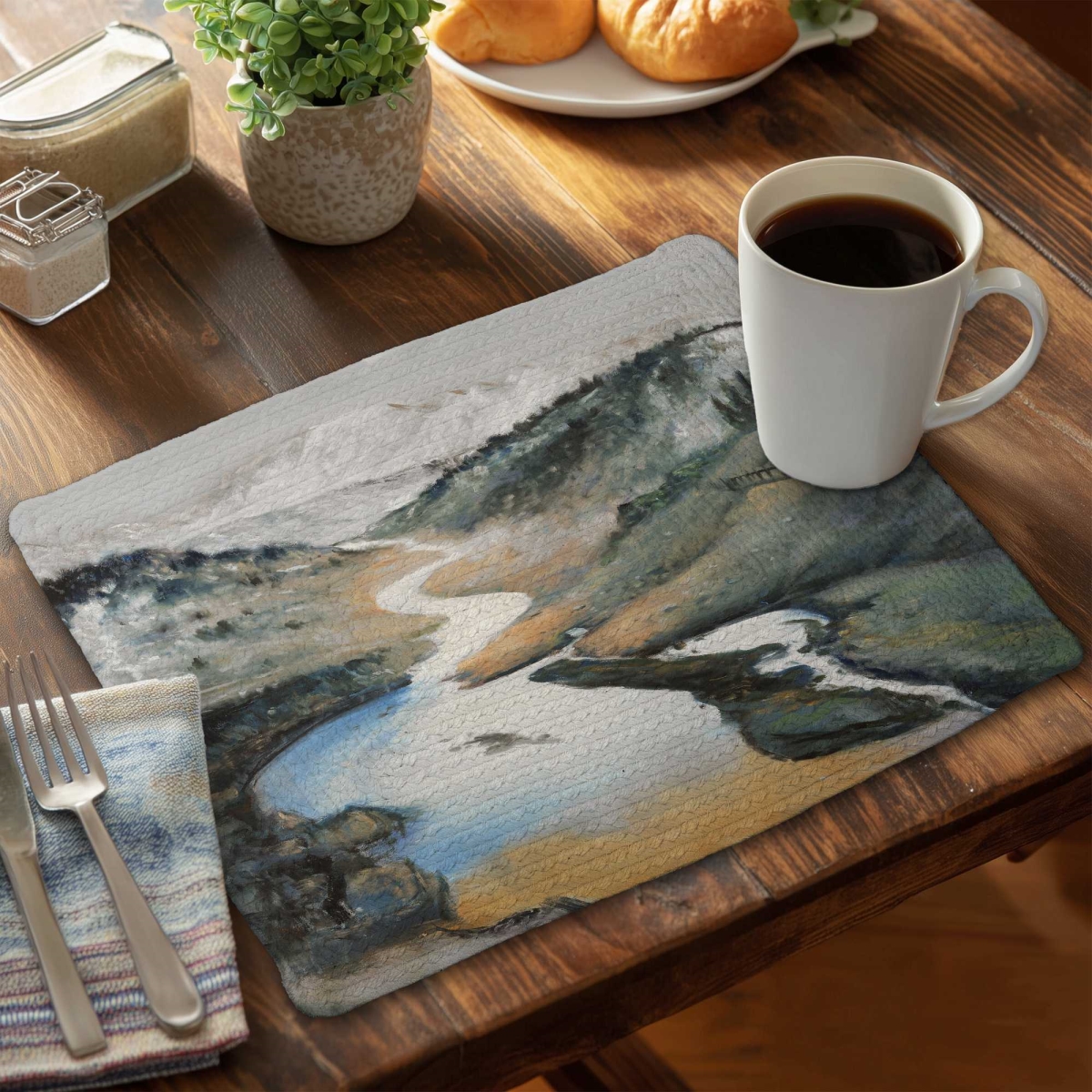 Picture of Begin Home Decor C6BP1418LYXL3Q 14 x 18 in. Landscape Braided Polyester Placemat - Stylish - Set of 6