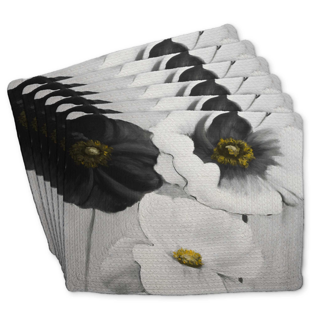 Picture of Begin Home Decor C6BP1418ODXONJ 14 x 18 in. Assorted White Flowers Braided Polyester Placemat - Decor - Set of 6