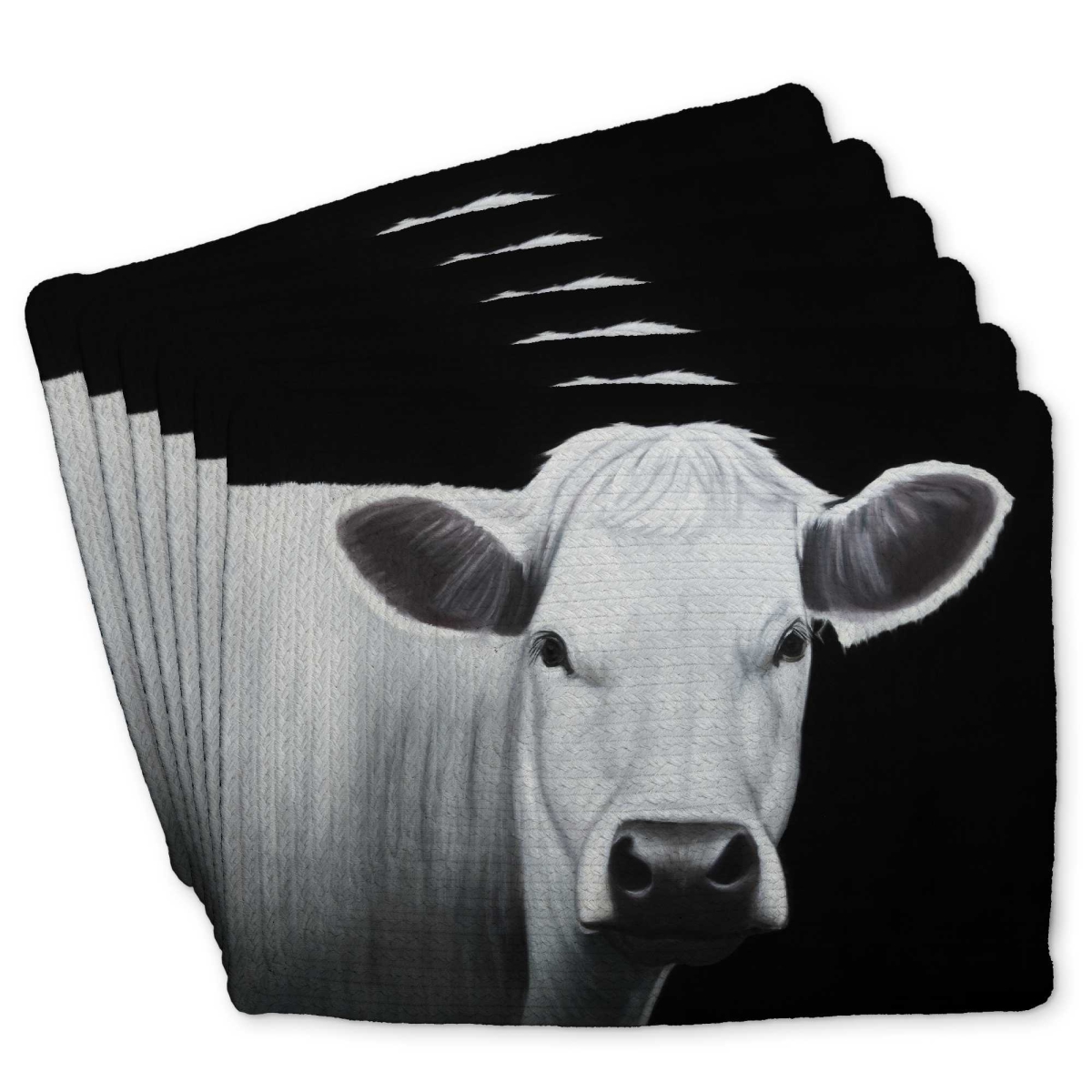 Picture of Begin Home Decor C6BP1418OGO6KL 14 x 18 in. White Cow Braided Polyester Placemat - Home Decor Accent - Set of 6