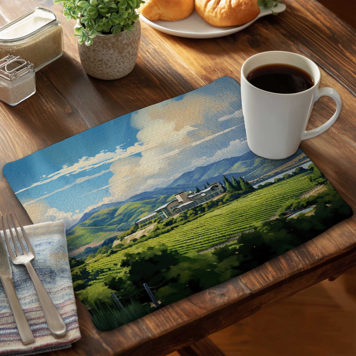 Picture of Begin Home Decor C6BP1418PKIIFK 14 x 18 in. Peaceful Day Braided Polyester Placemat - Decor Elegance - Set of 6