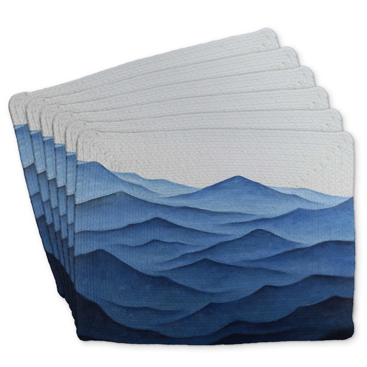 Picture of Begin Home Decor C6BP1418QS8VD0 14 x 18 in. Dark Calm Ocean Waves Braided Polyester Placemat - Decor - Set of 6