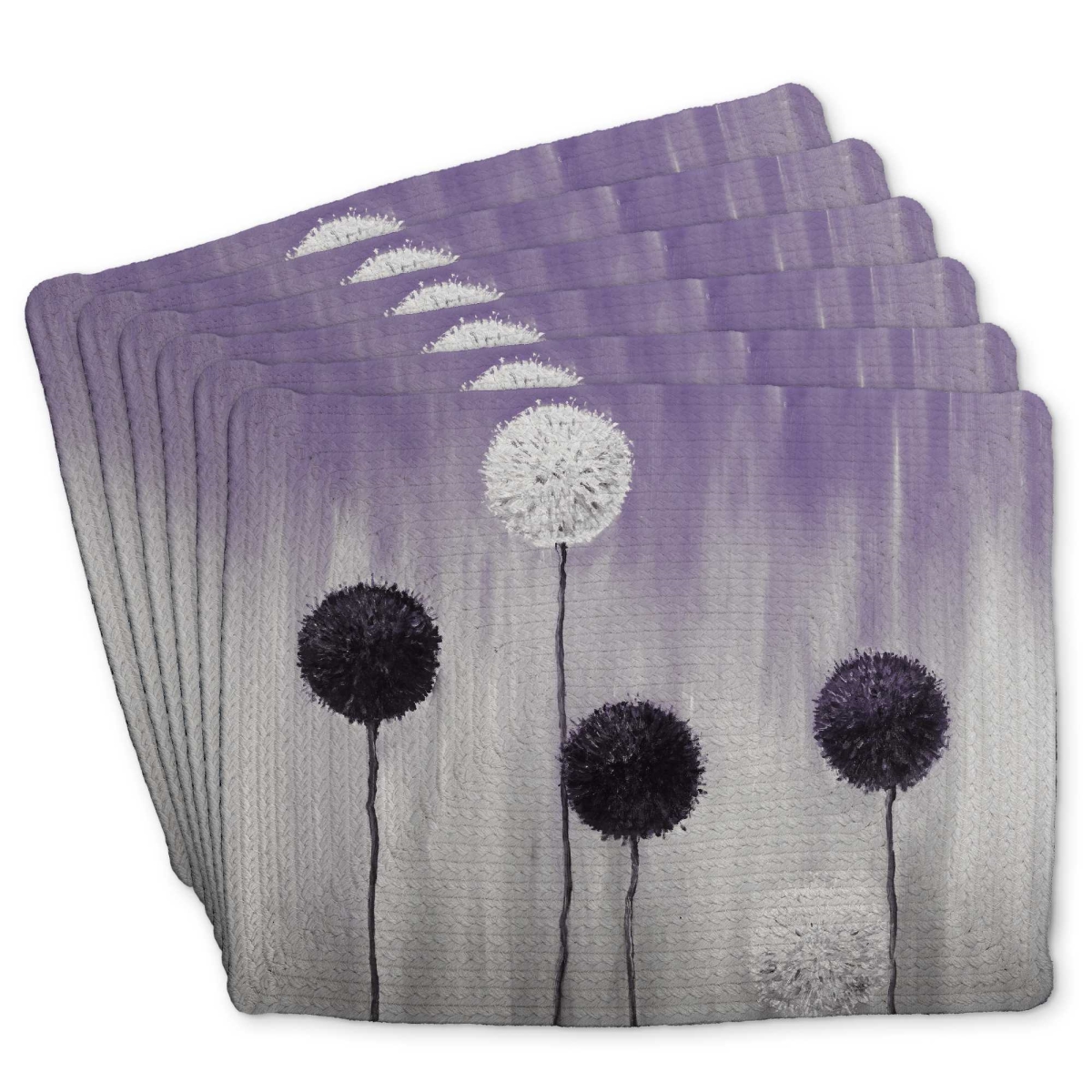 Picture of Begin Home Decor C6BP1418TX0PHK 14 x 18 in. Purple & White Allium Flowers Placemat - Braided Polyester - Set of 6