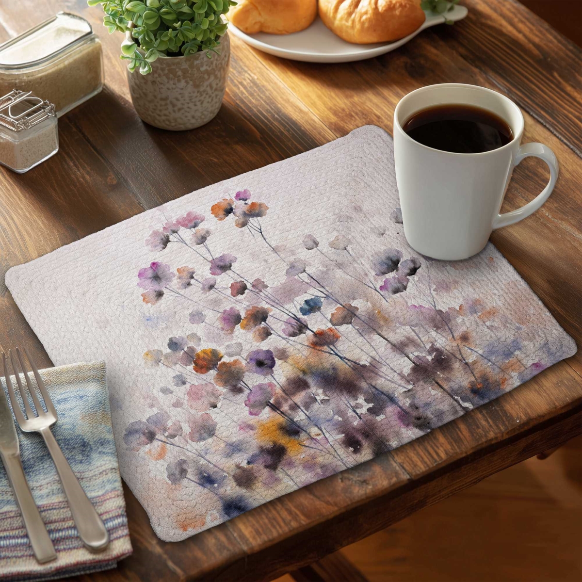 Picture of Begin Home Decor C6BP1418XKLNAS 14 x 18 in. Wildflowers Braided Polyester Placemats - Decor Essentials - Set of 6