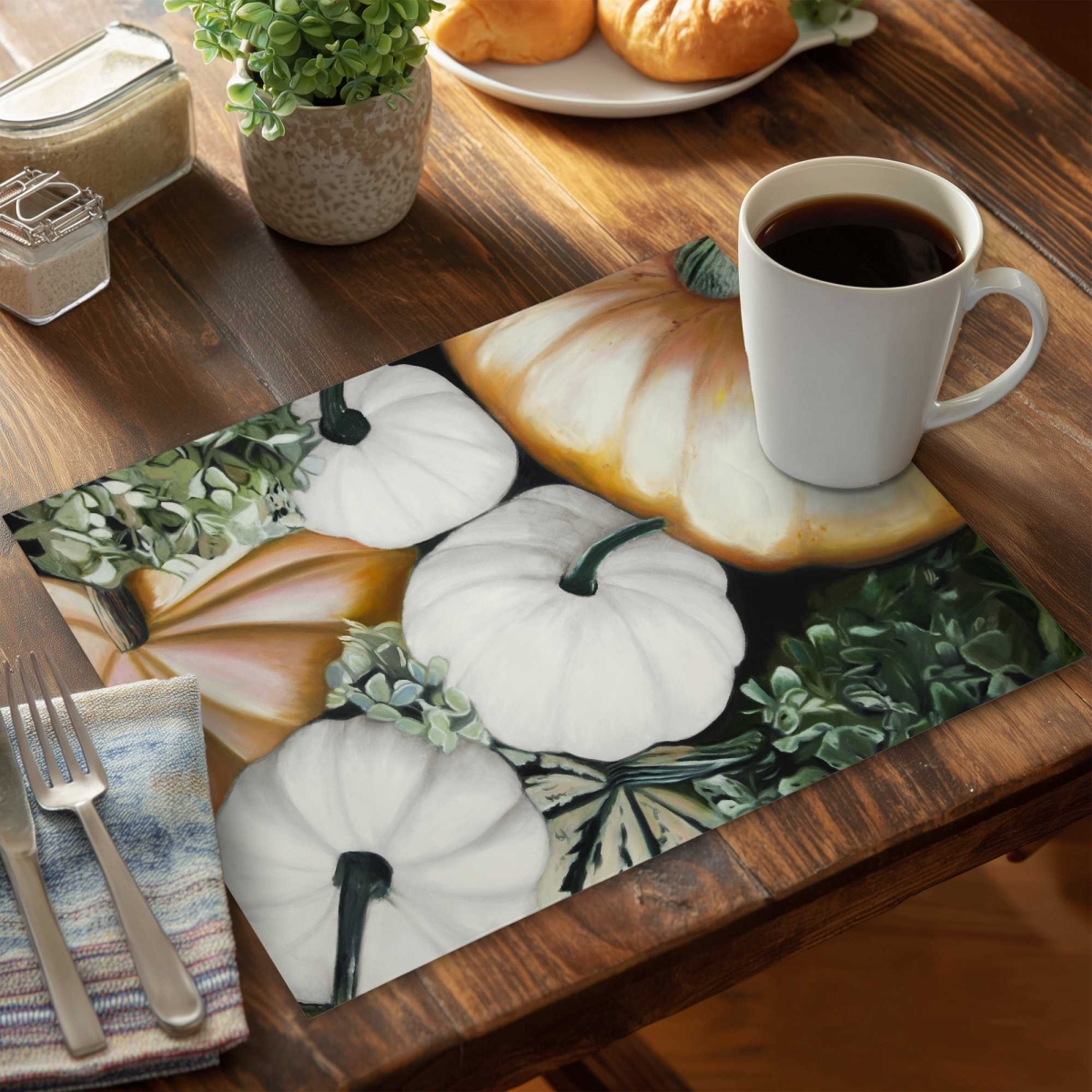 Picture of Begin Home Decor C6PP14186G8ZBP 14 x 18 in. Fall Pumpkins Polyester Placemat - Home Decor Accent - Set of 6