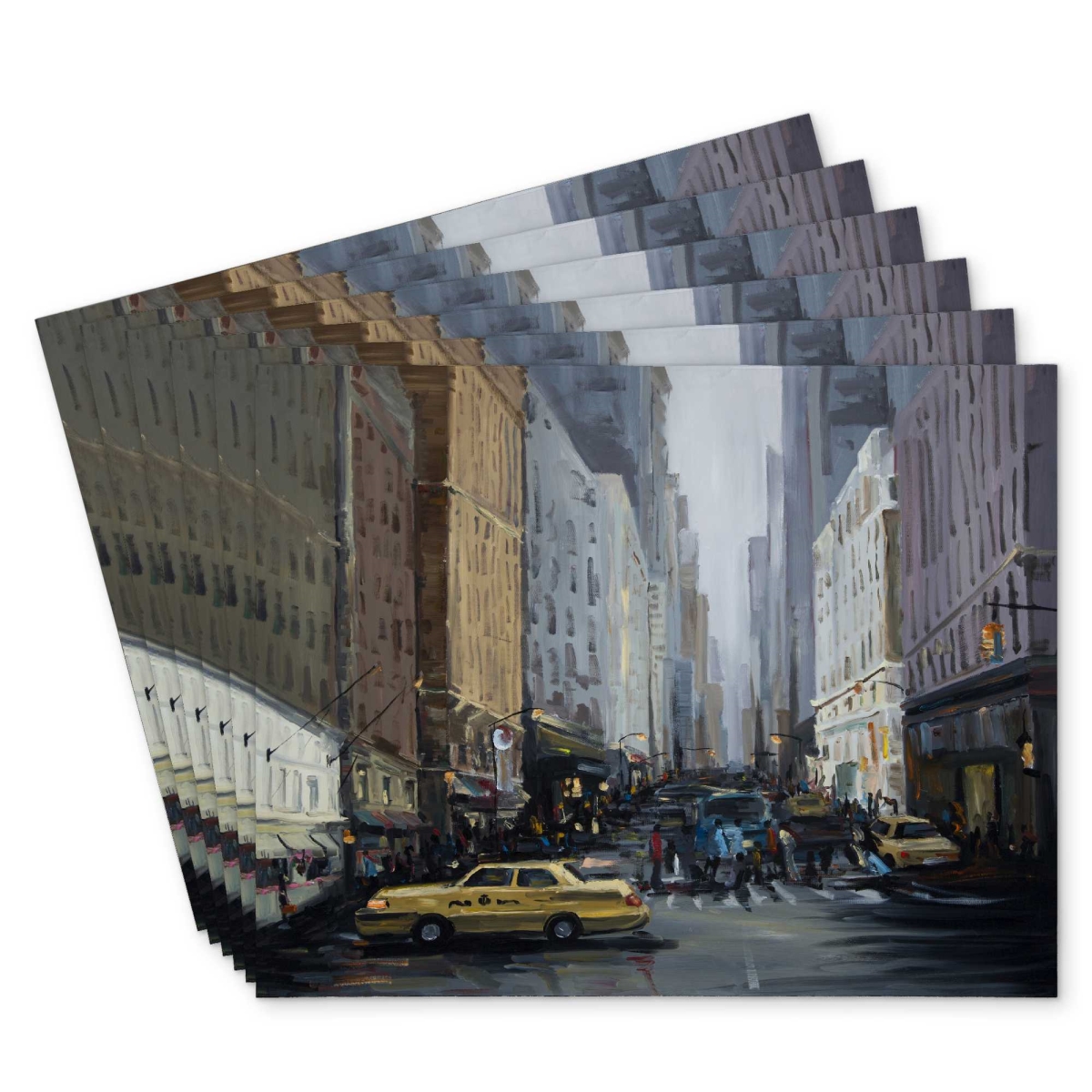Picture of Begin Home Decor C6PP14189HWUM1 14 x 18 in. In The City Polyester Placemat - Stylish Decor Accessory - Set of 6