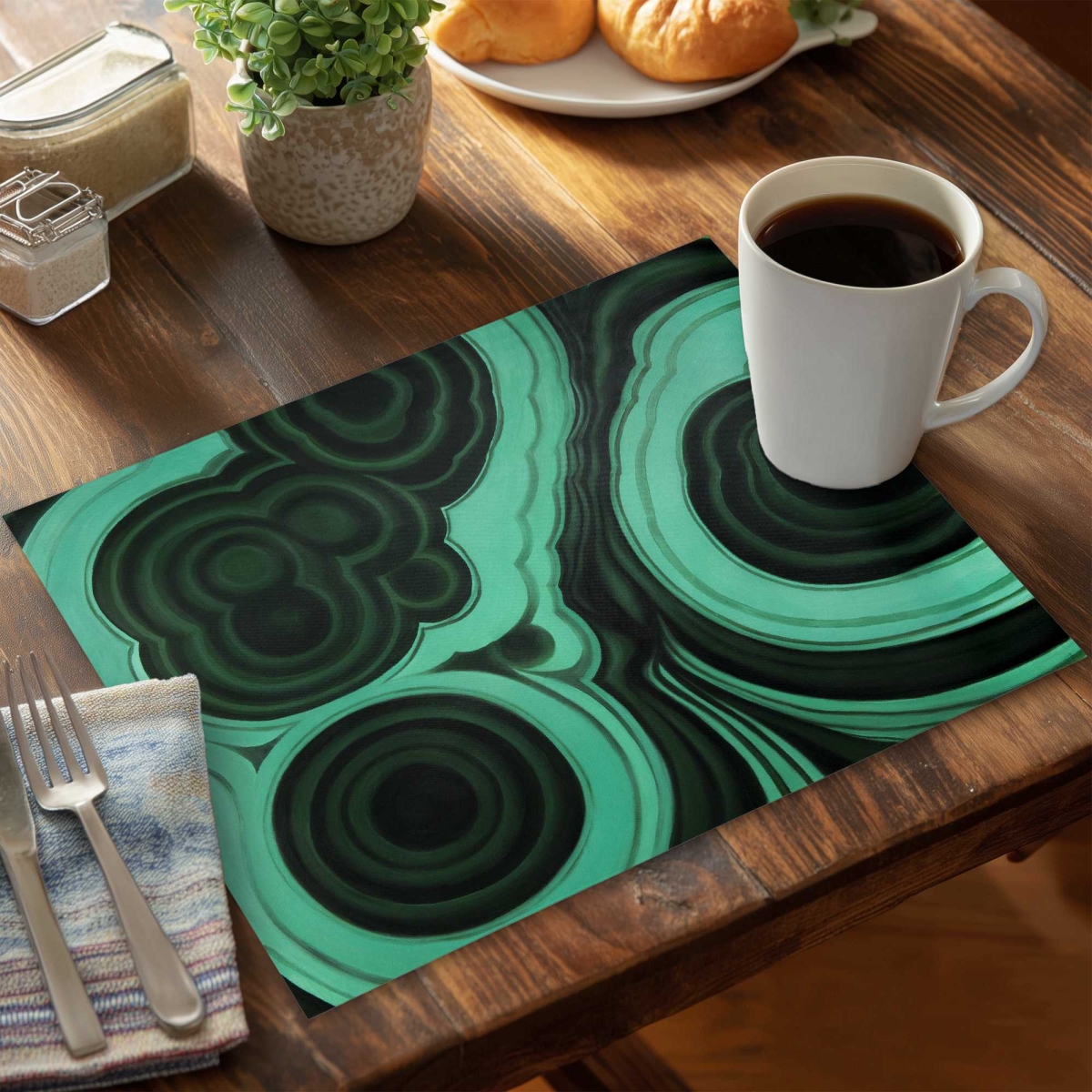 Picture of Begin Home Decor C6PP14189WLF2M 14 x 18 in. Malachite Stone Polyester Placemat - Elegant Home Decor - Set of 6