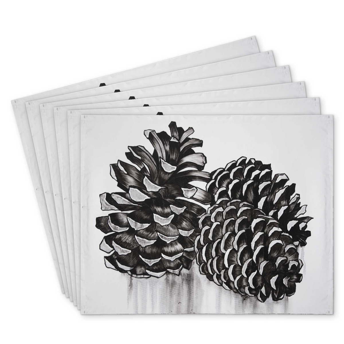 Picture of Begin Home Decor C6PP1418FJPIM7 14 x 18 in. Three Small Pine Cones Polyester Placemat - Home Decor - Set of 6