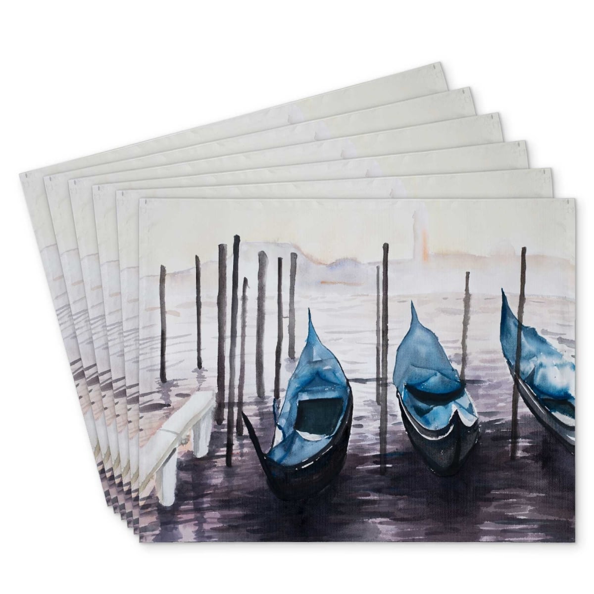 Picture of Begin Home Decor C6PP1418HAKNJA 14 x 18 in. The Gondola in Italy Polyester Placemat - Home Decor Accent - Set of 6