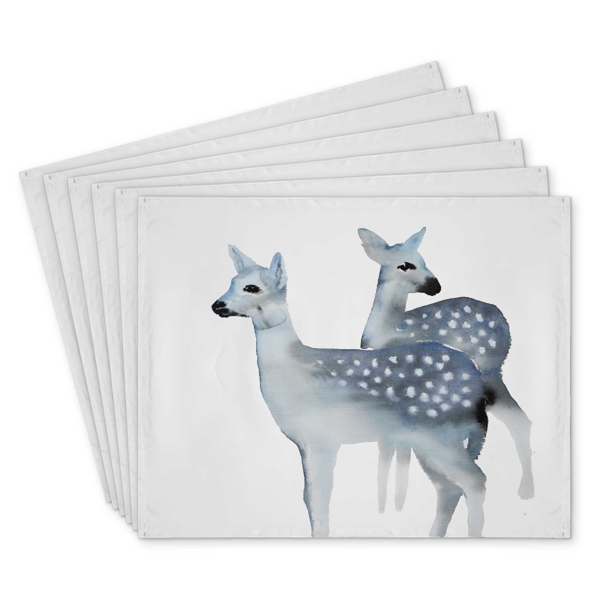 Picture of Begin Home Decor C6PP1418M02BFA 14 x 18 in. Blue Fawns Polyester Placemat - Stylish Home Decor Accessory - Set of 6