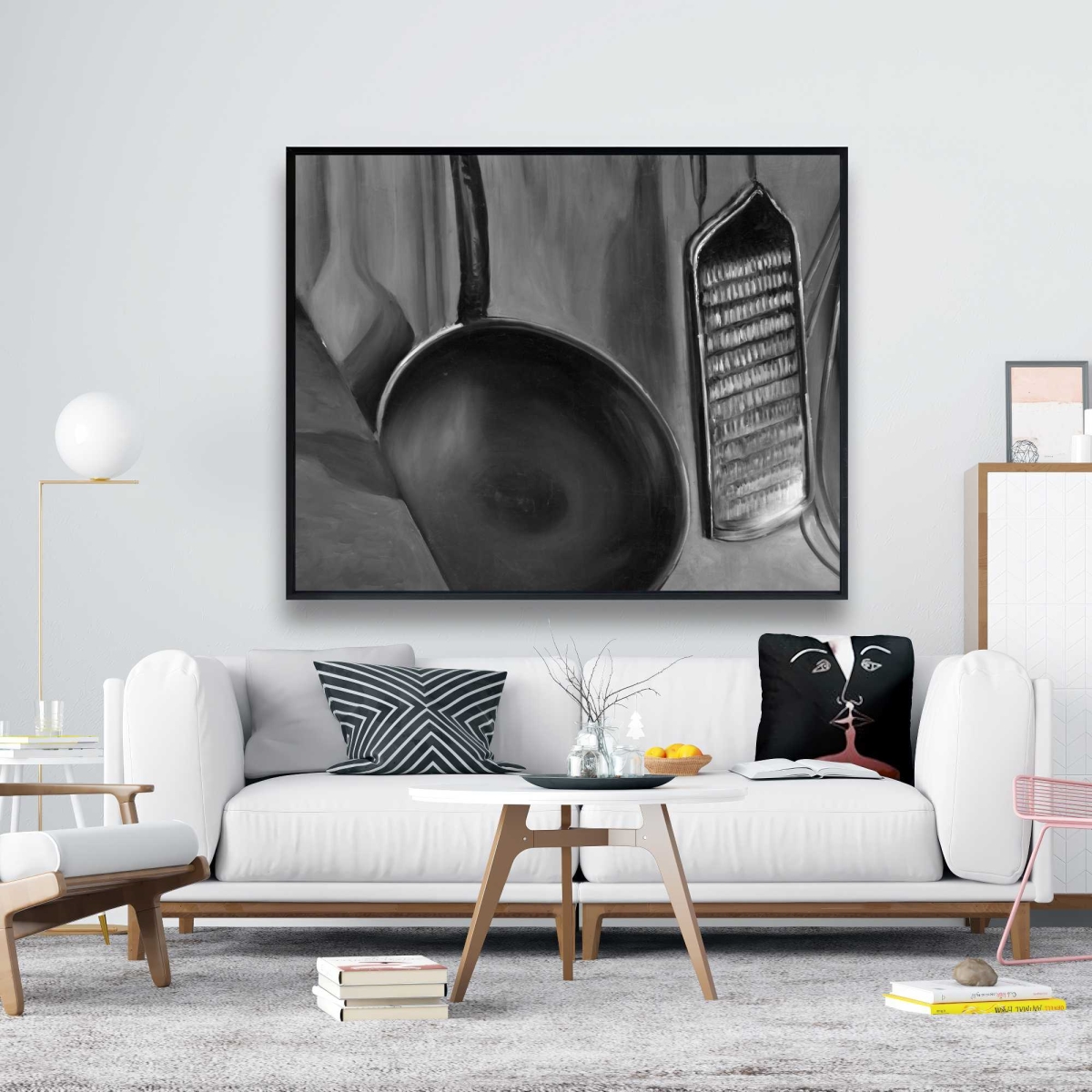 C1FC4860FJRS9E 48 x 60 in. Kitchen Tools for Chef - Black Still Life Framed Canvas Art