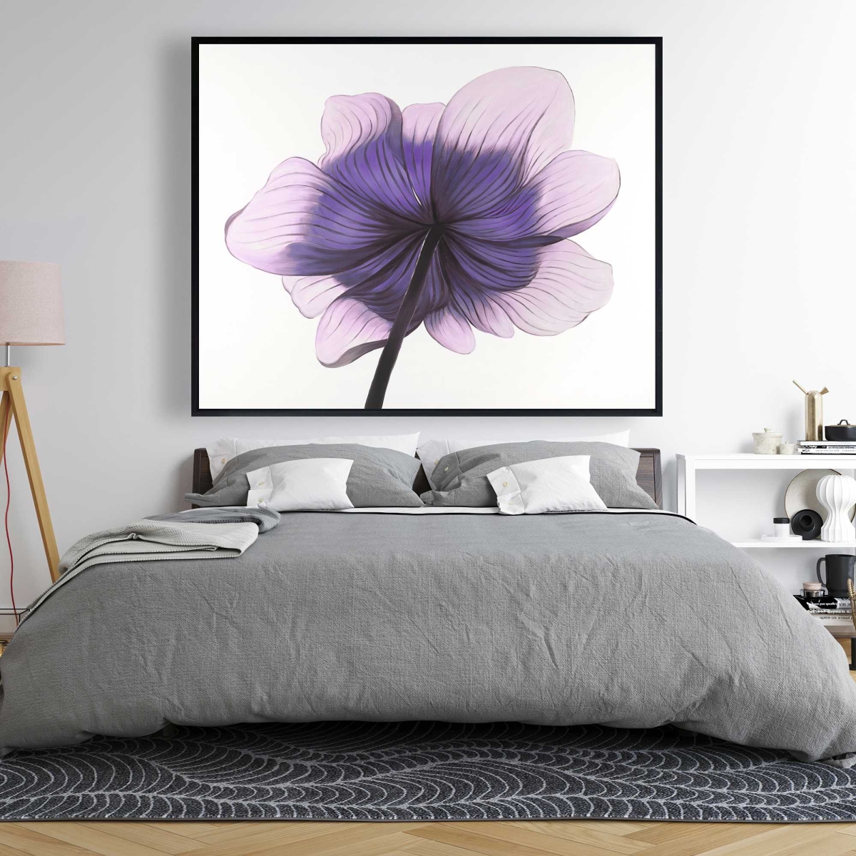C1FC4860YX3DOX 48 x 60 in. Beautiful Anemone Purple Flower - Framed Canvas