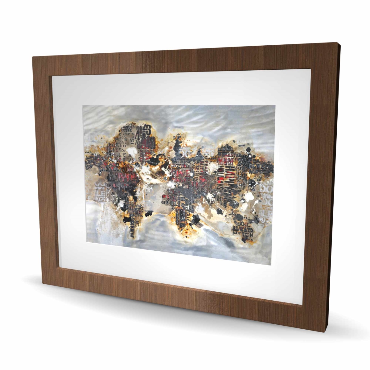 C1FM16206S5HTL 16 x 20 in. Texturized World Map with Typography - Framed Matted Print Wall Art