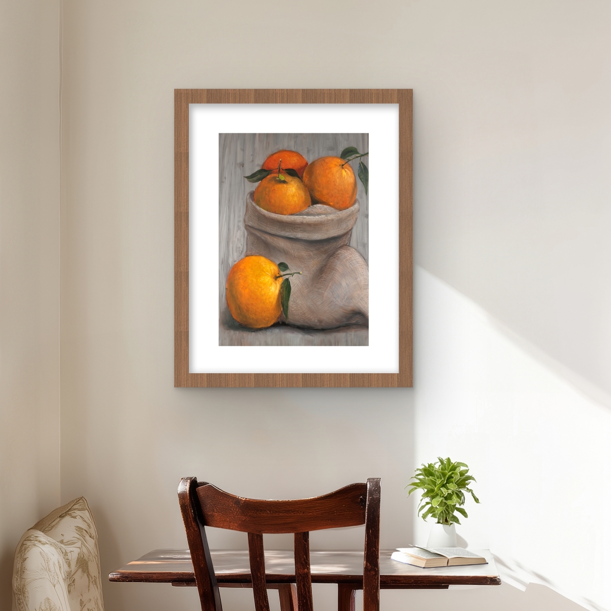 C1FM1620F90SQ0 16 x 20 in. Bag of Oranges - Food Still Life Framed Print Wall Art for Home Decor