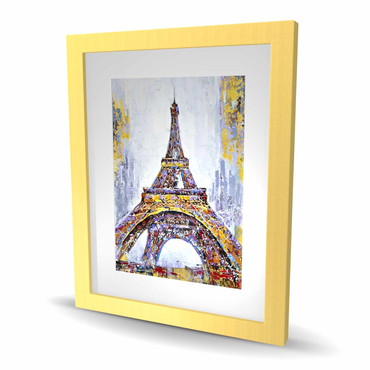 C1FM1620H5X12L 16 x 20 in. Abstract Paint Splash Eiffel Tower - Framed Matted Print Wall Art