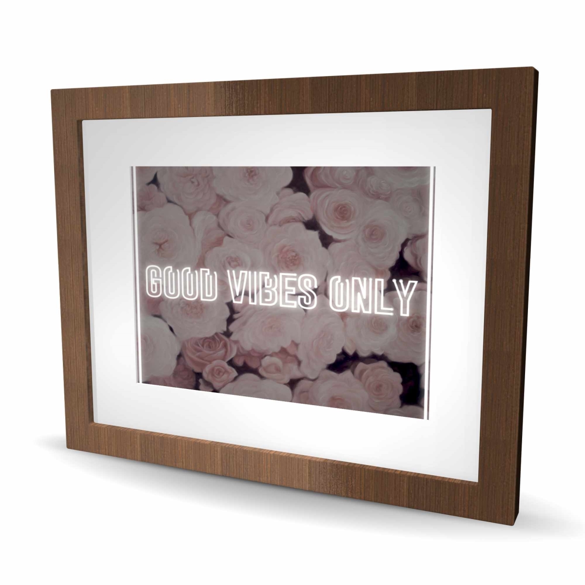 C1FM1620IOMLB0 16 x 20 in. Good Vibes Only - Roses Wall Art - Pink Bedroom Matted Print Decor