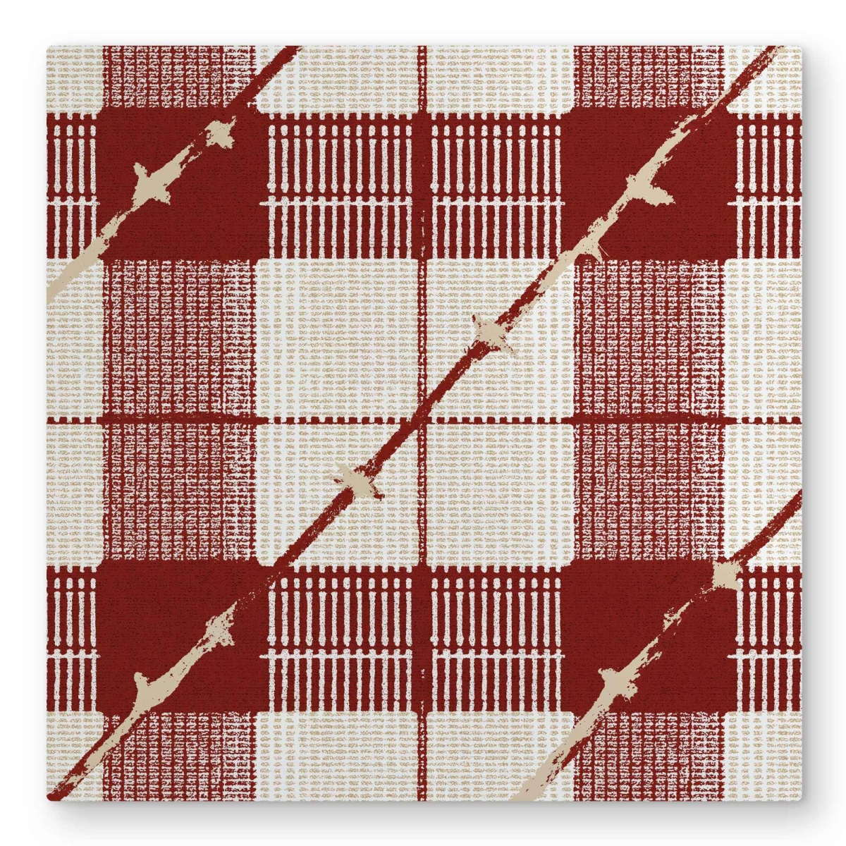 C1MP3232HTPT31 32 x 32 in. Red Square Pattern - White Metal Print Wall Art for Home Decor