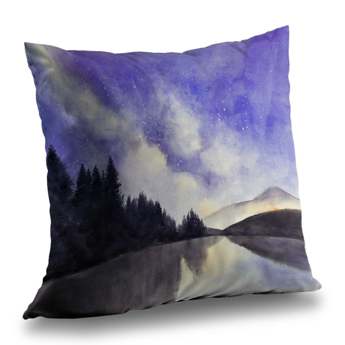 C1PC1414RM5IEZ 14 x 14 in. Starry View on the Lake - Landscapes Bedroom Poly Twill Throw