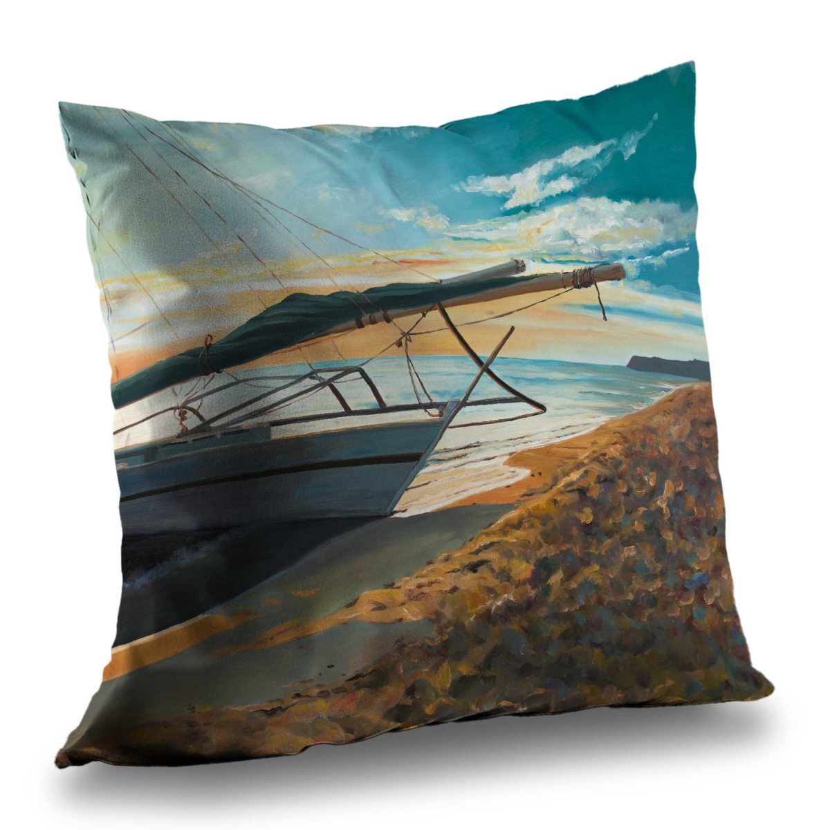 C1PC1414Y79EGX 14 x 14 in. Peaceful Seaside Bathroom Beach Poly Twill Throw - Decor