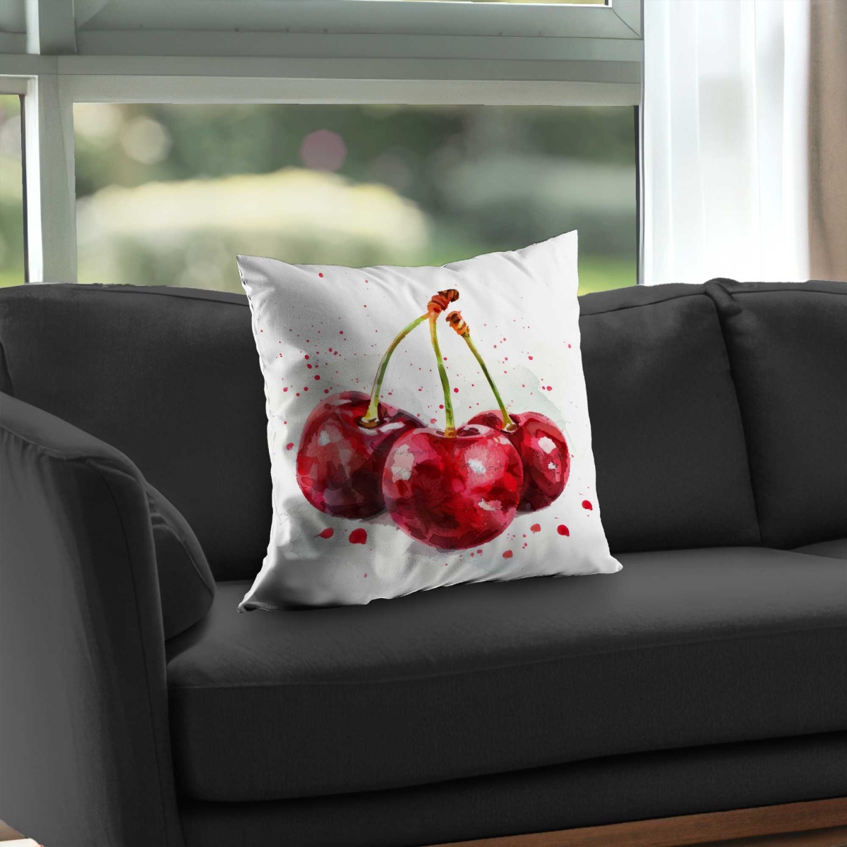 C1PC20206CSH5T 20 x 20 in. The Cherries - Red Poly Twill Throw for Home Decor
