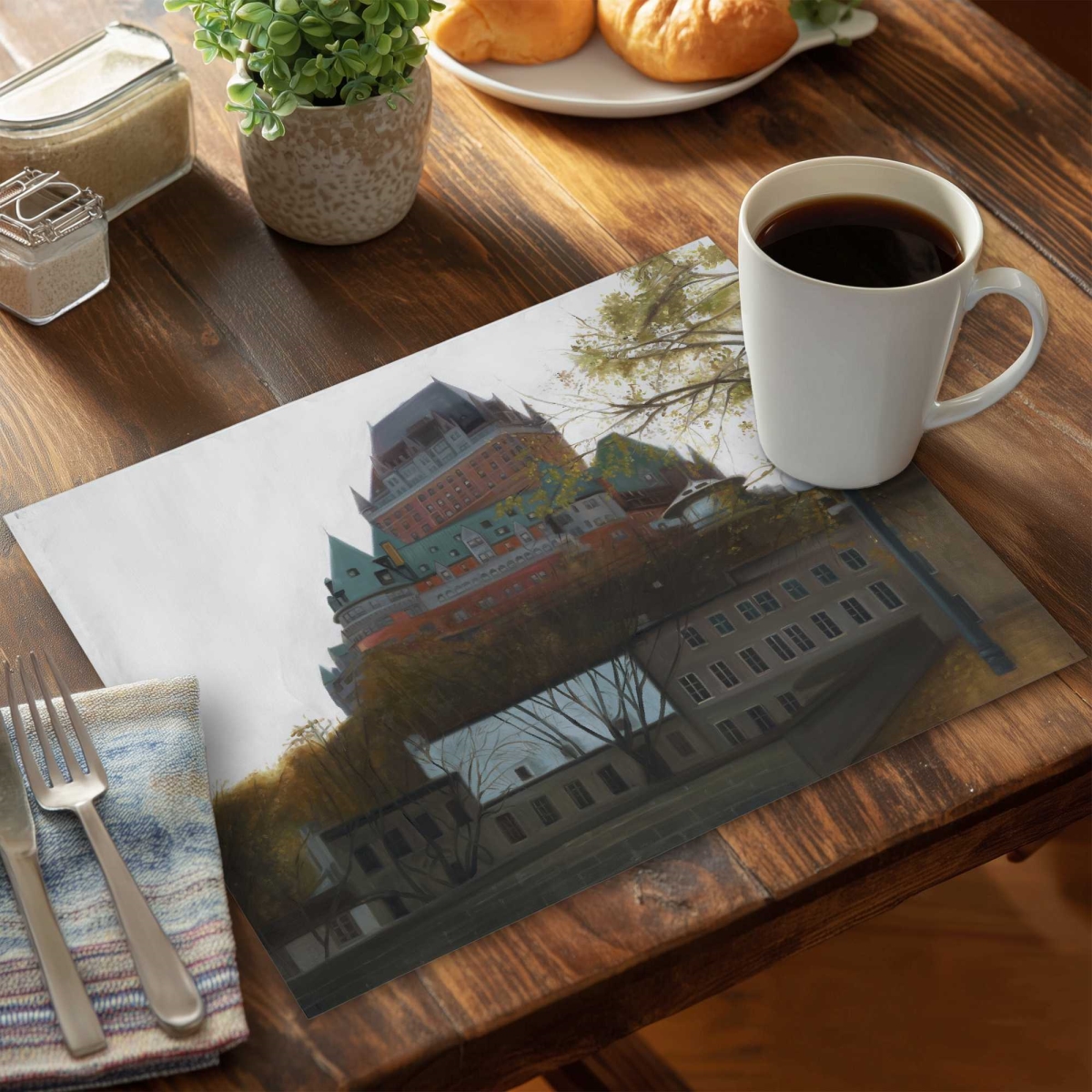 Picture of Begin Home Decor C4PP1418PBZK69 14 x 18 in. Le Chateau De Frontenac in Autumn - Polyester Placemat - Set of 4