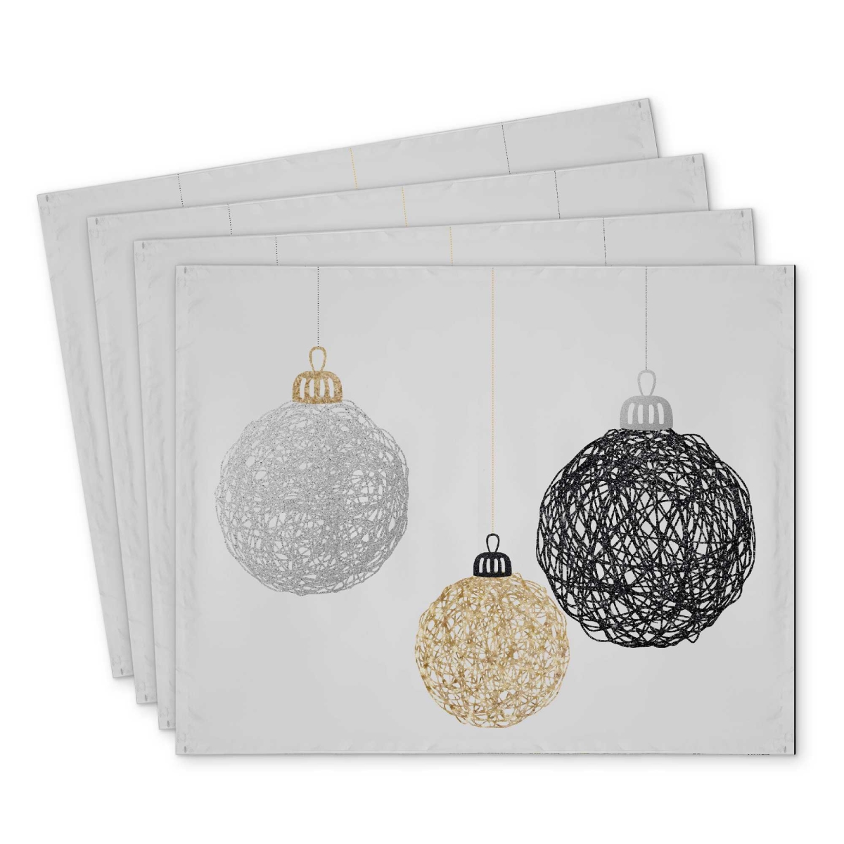 Picture of Begin Home Decor C4PP1418TTDXM5 14 x 18 in. Three Christmas Balls Polyester Placemat - Home Decor Accent - Set of 4