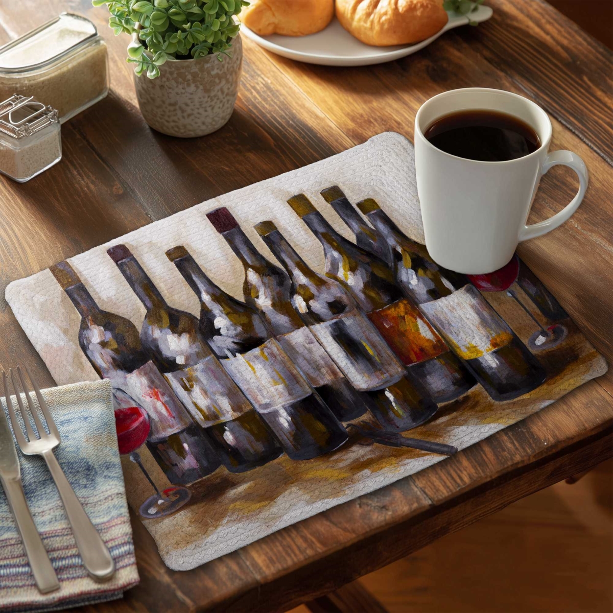 Picture of Begin Home Decor C6BP14181T0M93 14 x 18 in. Red Wine Braided Polyester Placemat - Home Decor Accent - Set of 6