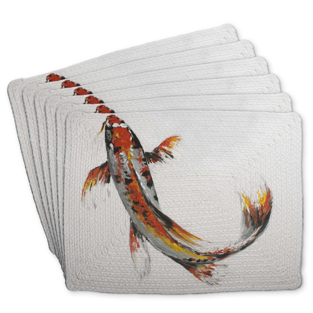 Picture of Begin Home Decor C6BP14183BMM50 14 x 18 in. Butterfly Koi Fish Braided Polyester Placemat - Home Decor - Set of 6
