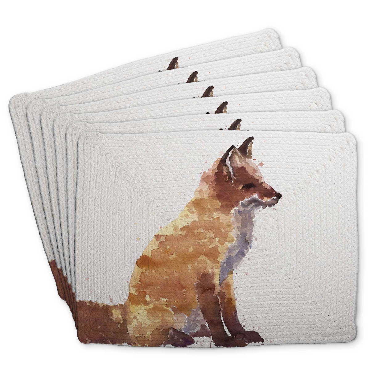 Picture of Begin Home Decor C6BP14183L2PDV 14 x 18 in. Red Fox Braided Polyester Placemat for Stylish Home Decor - Set of 6