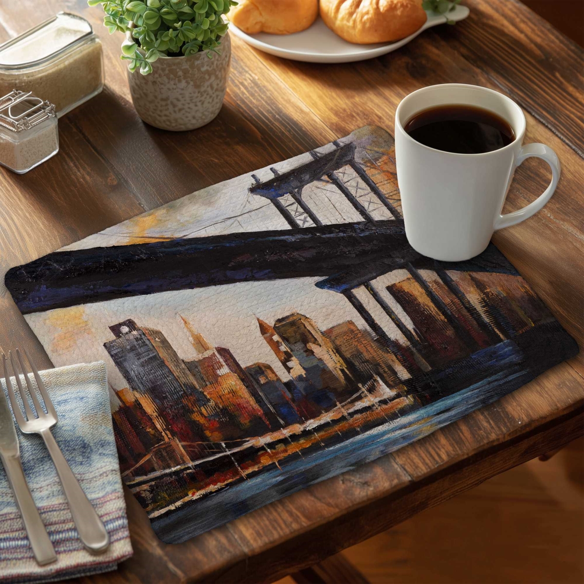 Picture of Begin Home Decor C6BP14187ZO73O 14 x 18 in. Sunset Over York Braided Polyester Placemat - Home Decor - Set of 6