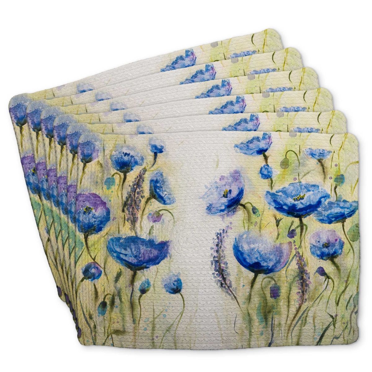 Picture of Begin Home Decor C6BP1418DQJV72 14 x 18 in. Blue Garden Braided Polyester Placemat - Decor Essentials - Set of 6