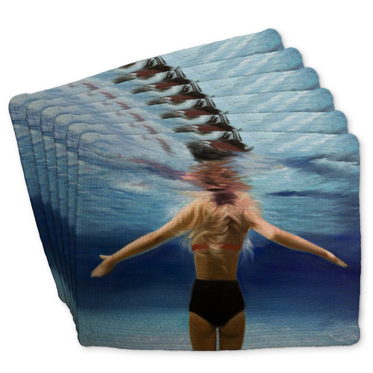 Picture of Begin Home Decor C6BP1418HBRMX7 14 x 18 in. Under The Sea Braided Polyester Placemat - Home Decor - Set of 6