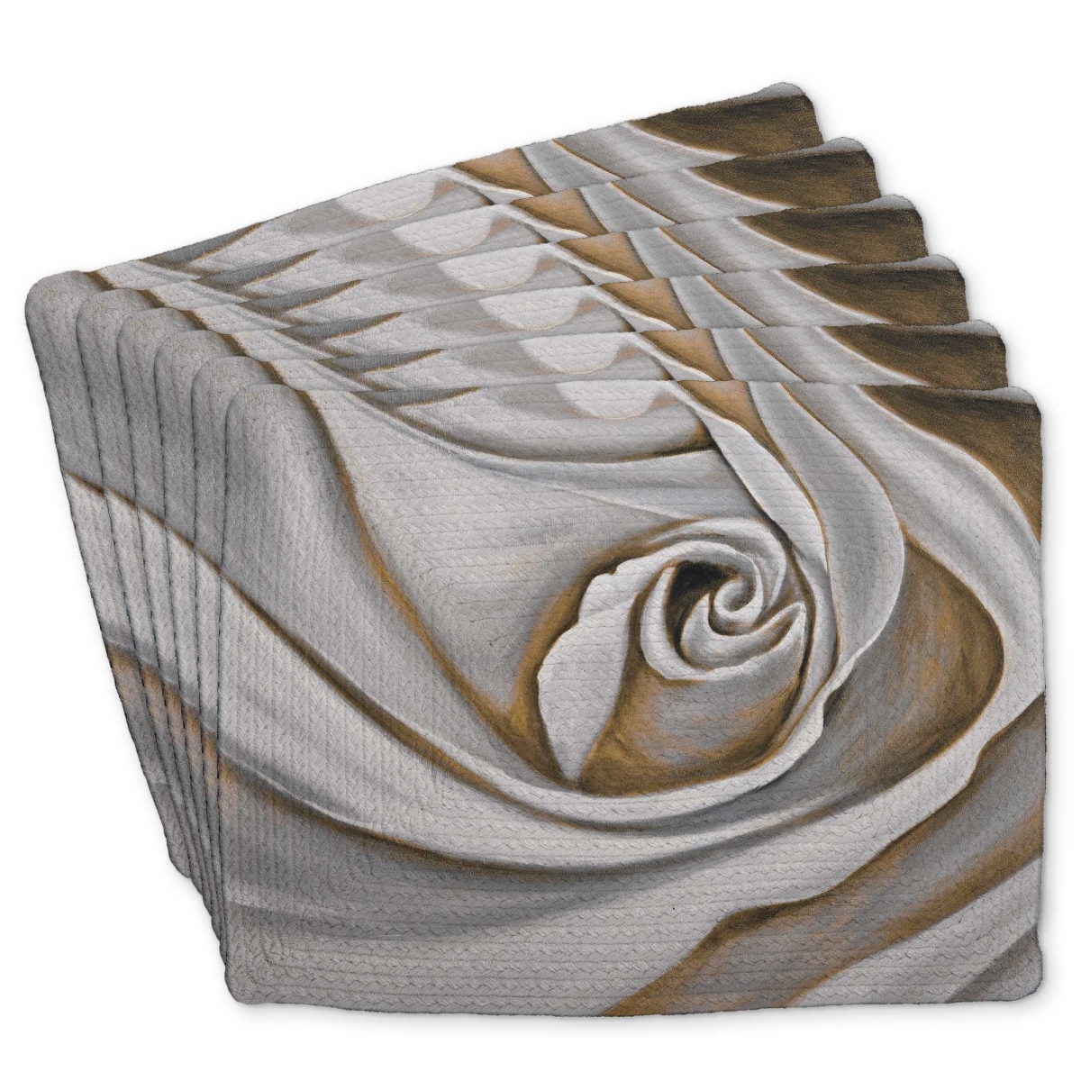 Picture of Begin Home Decor C6BP1418K6HH6Y 14 x 18 in. White Rose Closeup Braided Polyester Placemat - Home Decor - Set of 6