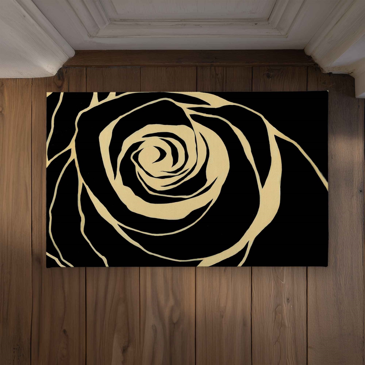 CODM2134UE1NTE 21 x 34 in. Black Rose Romantic Office Door Mat - Indoor & Outdoor Decor