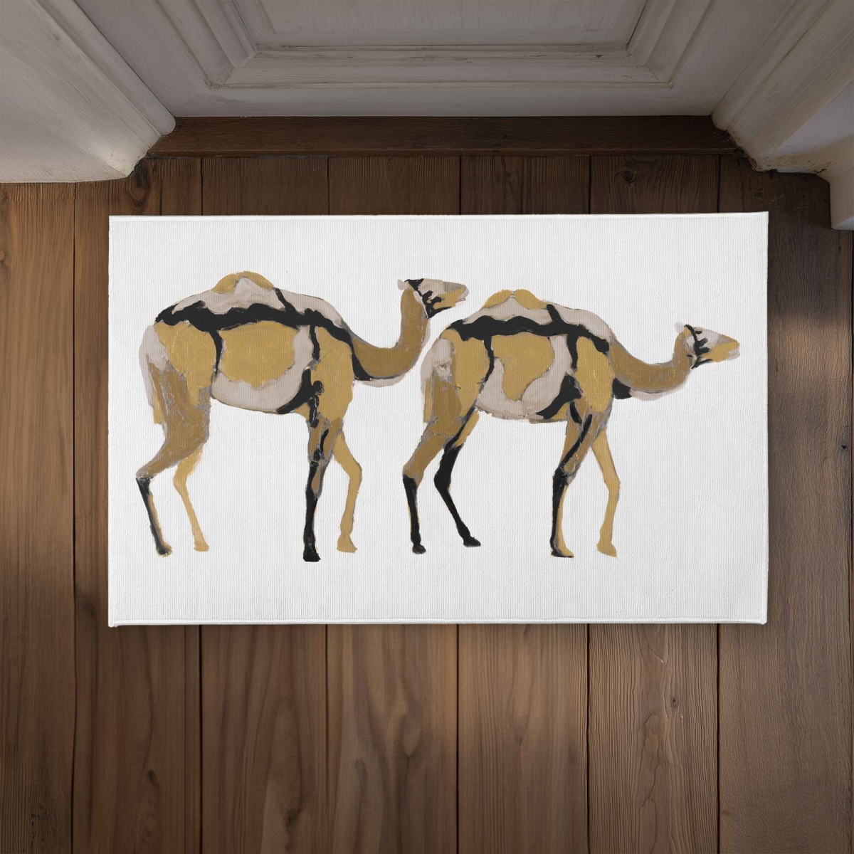CODM2134USX0A3 21 x 34 in. Two Abstract Dromadars Door Mat - African Animals Home Decor