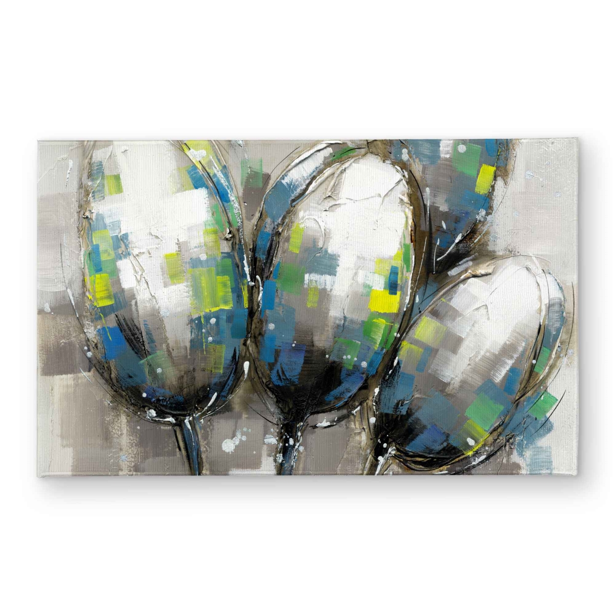CODM2134W9T7B9 21 x 34 in. Abstract Blue Tulips Door Mat - Modern Floral Home Decor