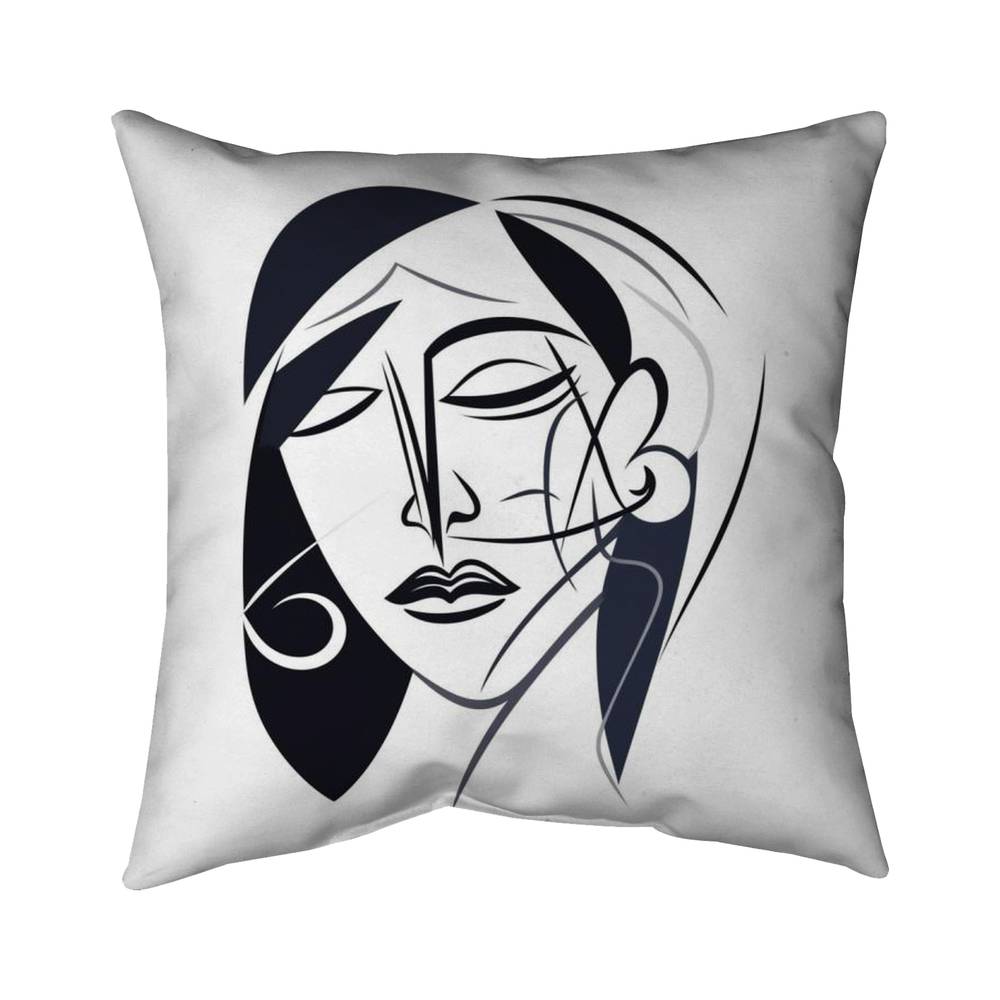 5543-1818-FI103 18 x 18 in. Abstract Face Throw - Illustrative White Poly Twill Decor