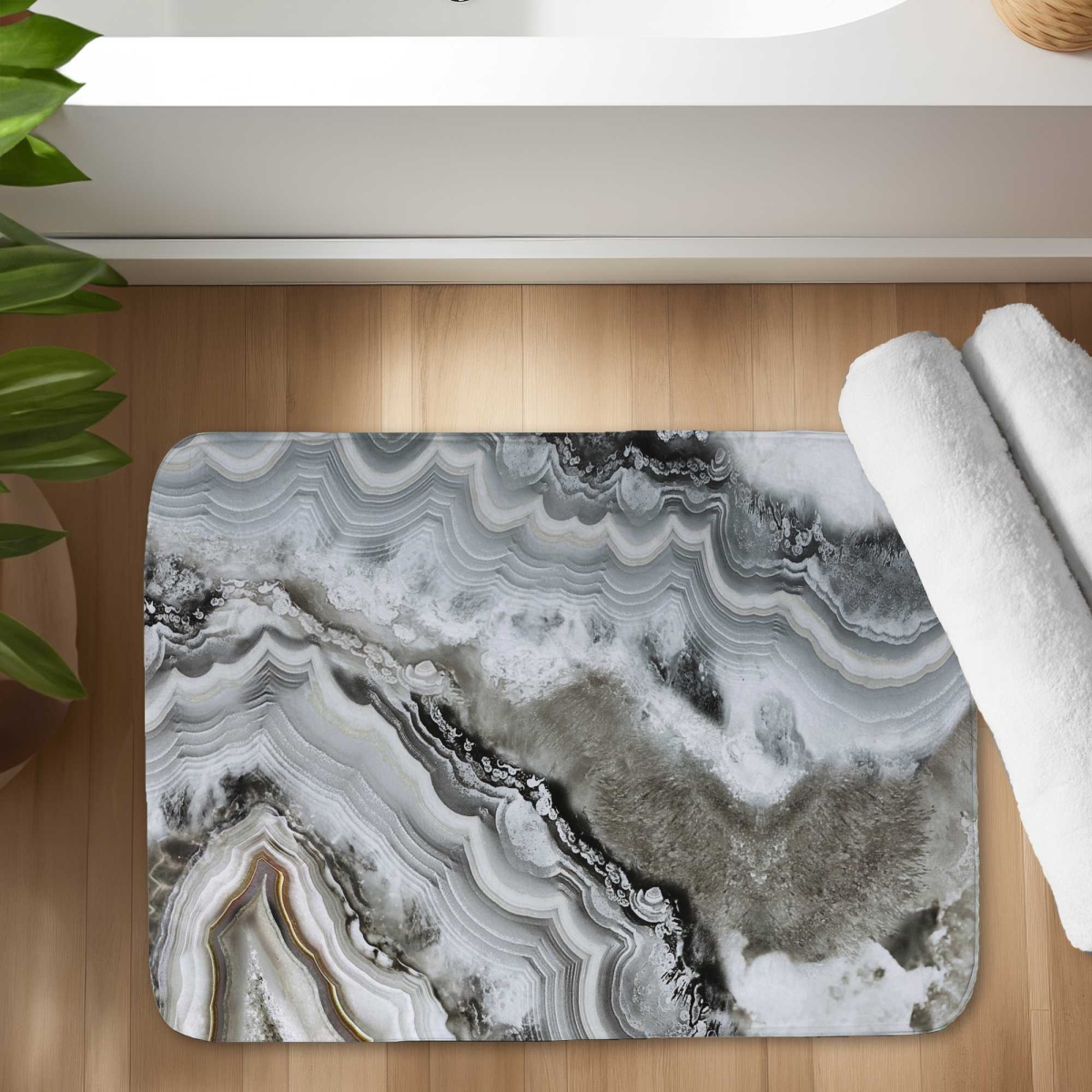 C1BM1724CKCQYV 17 x 24 in. Abstract Geode Bath Mat - Hyperrealist Brown Home Decor