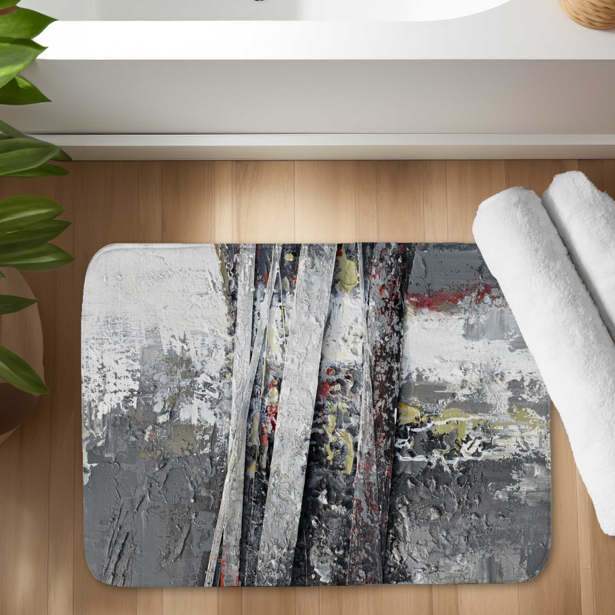C1BM1724EBSIBJ 17 x 24 in. Industrial & Texturized Abstract Stripes Bath Mat - Decor