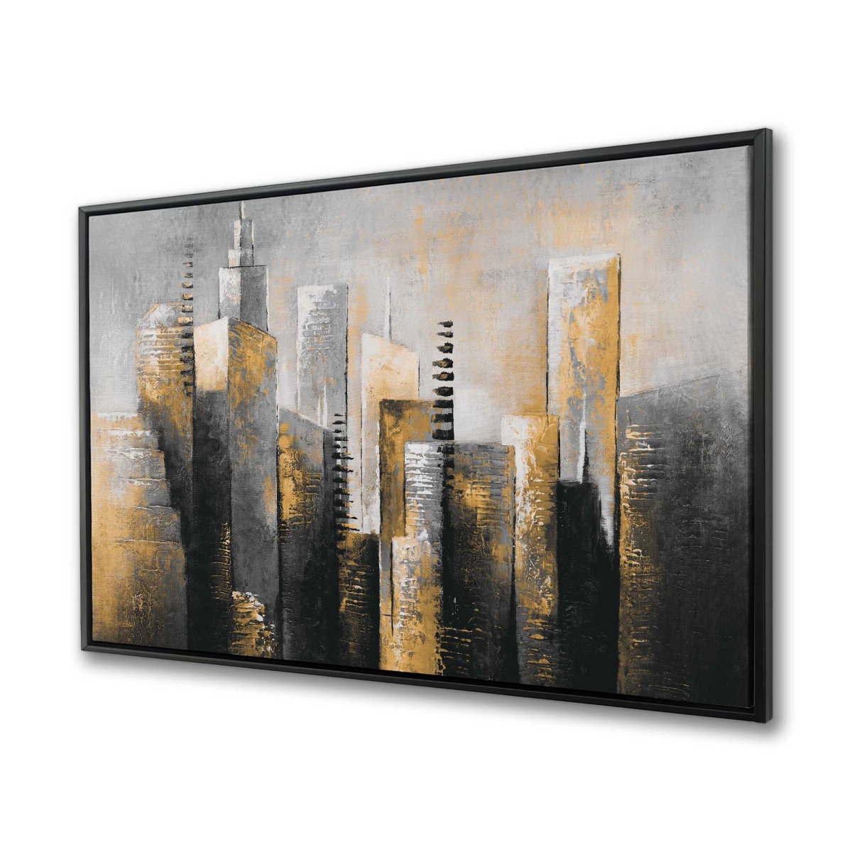 C1FC3648LYU3XH 36 x 48 in. Abstract Gold Skyscraper - Contemporary Framed Canvas Art