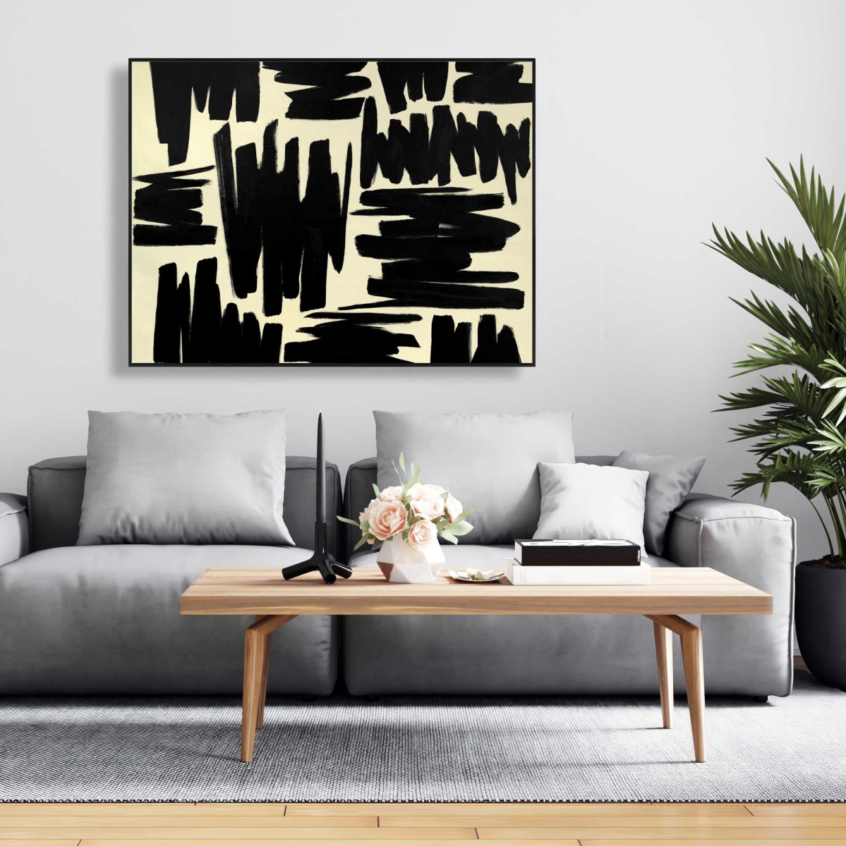 C1FC3648OVXJLW 36 x 48 in. Deconstructed Stripes - Shapes Office Framed Canvas Decor
