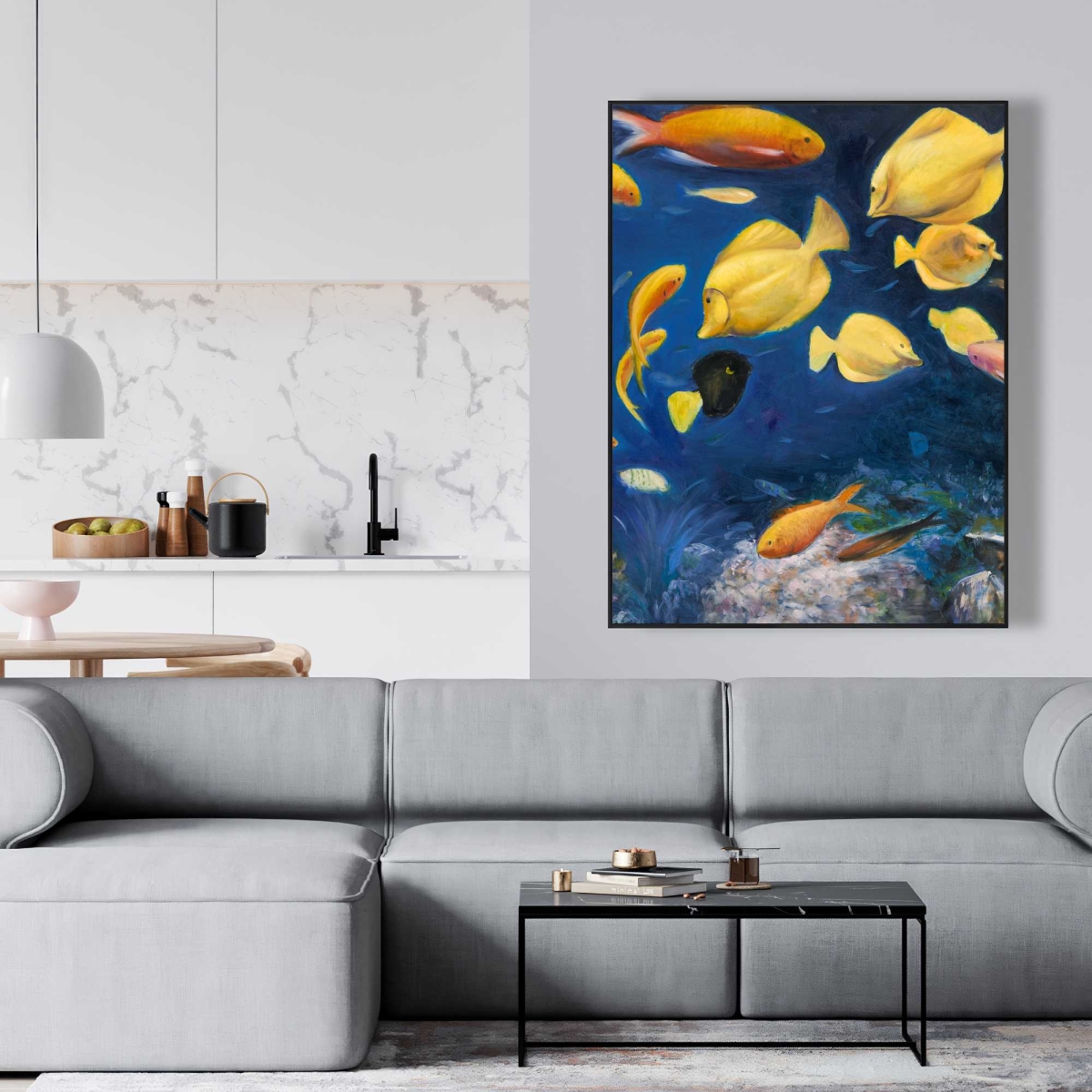 C1FC3648SETAIN 36 x 48 in. Fish Under The Sea - Bathroom Aquatic Animals Canvas Art