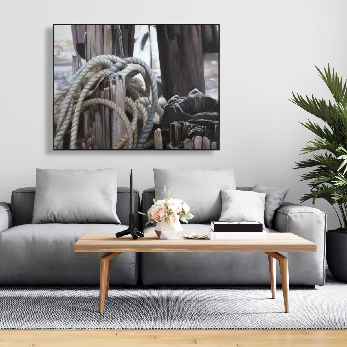 C1FC3648YGH72U 36 x 48 in. Driftwood - Framed Canvas Bathroom Still Life Home Decor