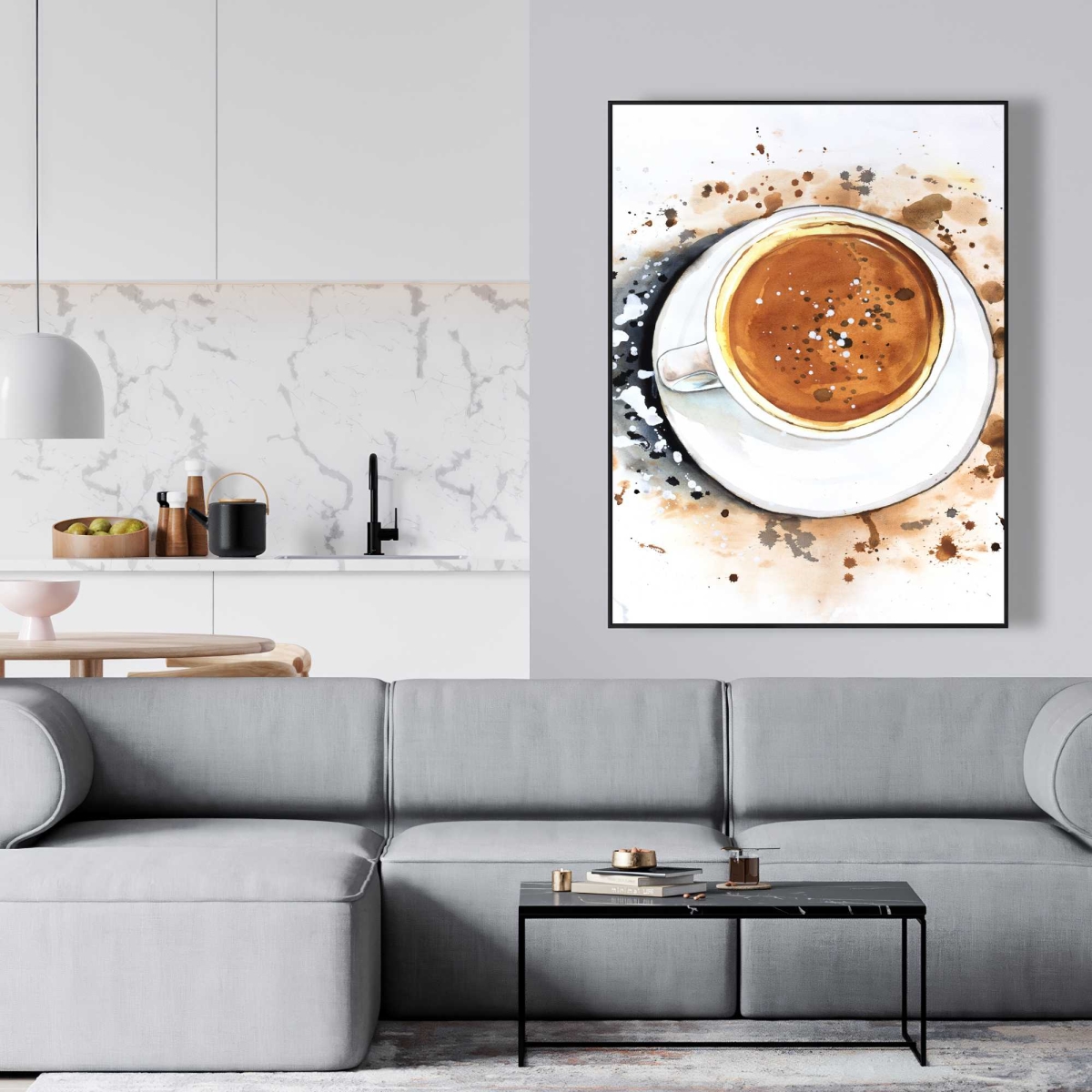 C1FC3648ZMBNSA 36 x 48 in. Cappuccino Refreshing - Brown Illustrative Framed Canvas