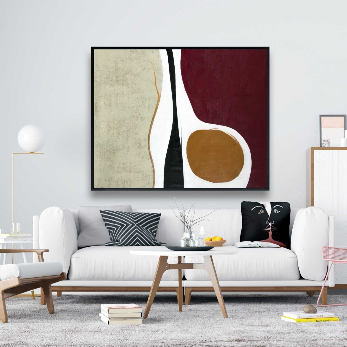 C1FC48600RN9X7 48 x 60 in. Multiform - Abstract Shapes Framed Canvas for Home Decor