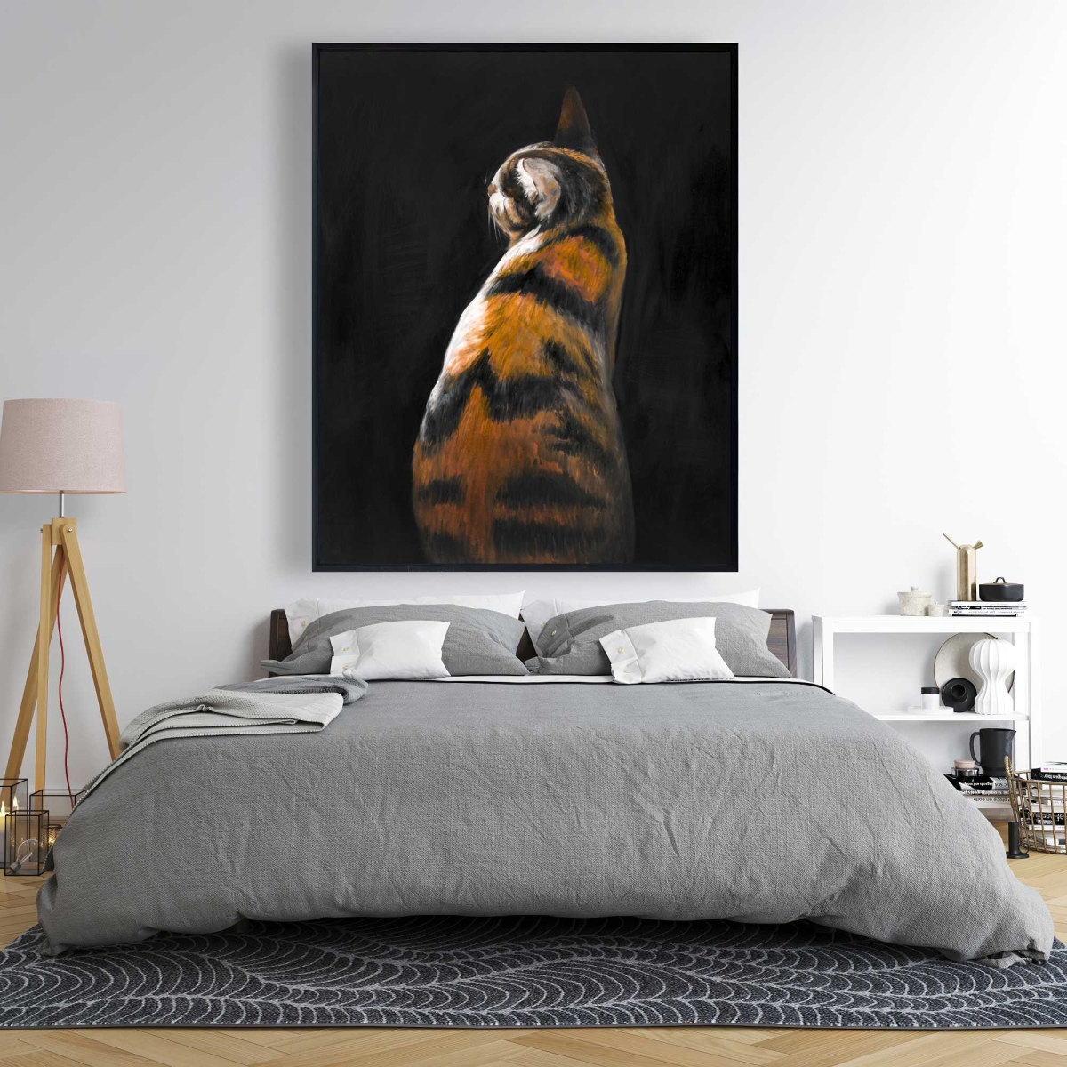 C1FC486091MCG9 48 x 60 in. Spotted Cat - Feline Framed Canvas for Home Decor