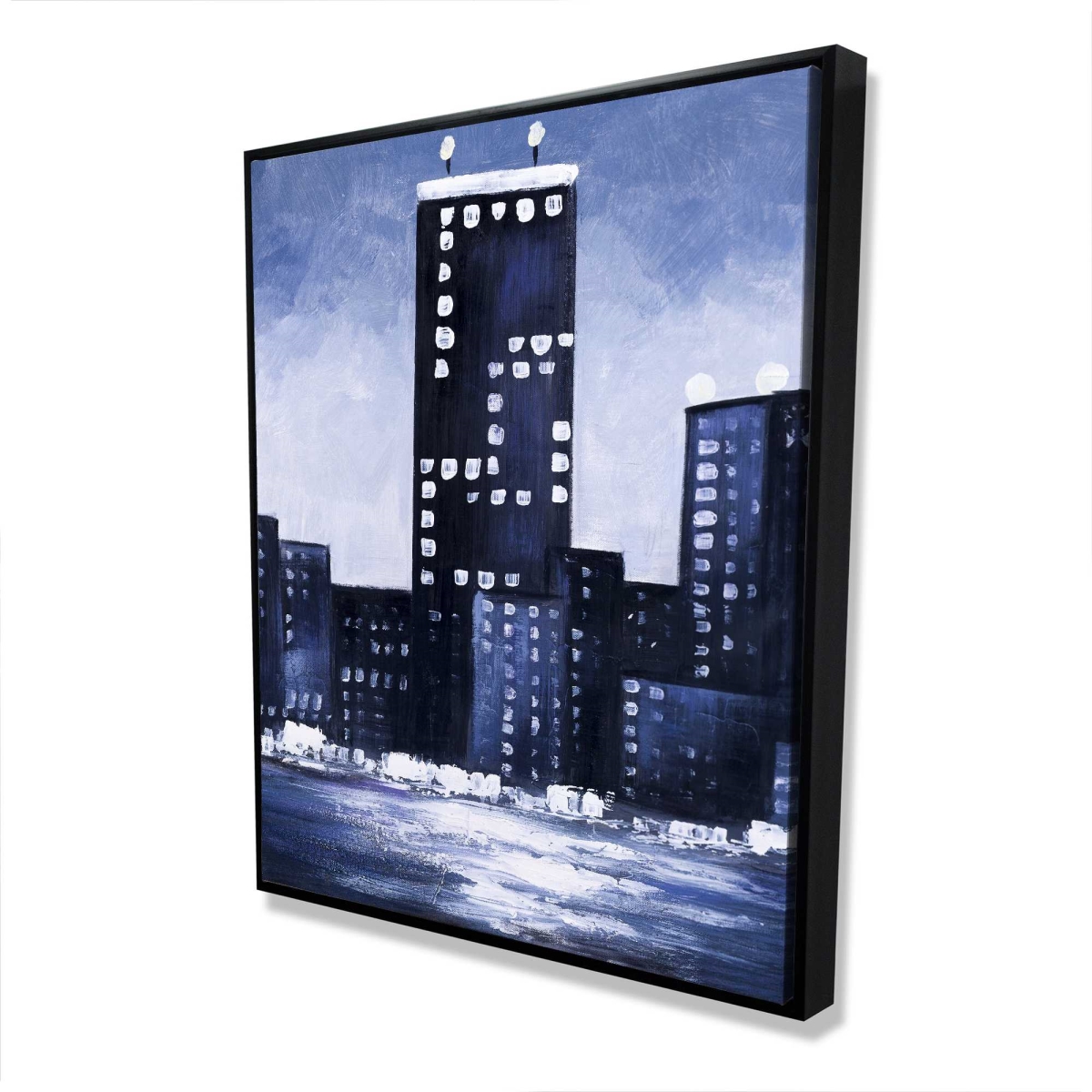 C1FC4860A2VY1F 48 x 60 in. Dark Blue Cityscape - Framed Canvas for Home Decor
