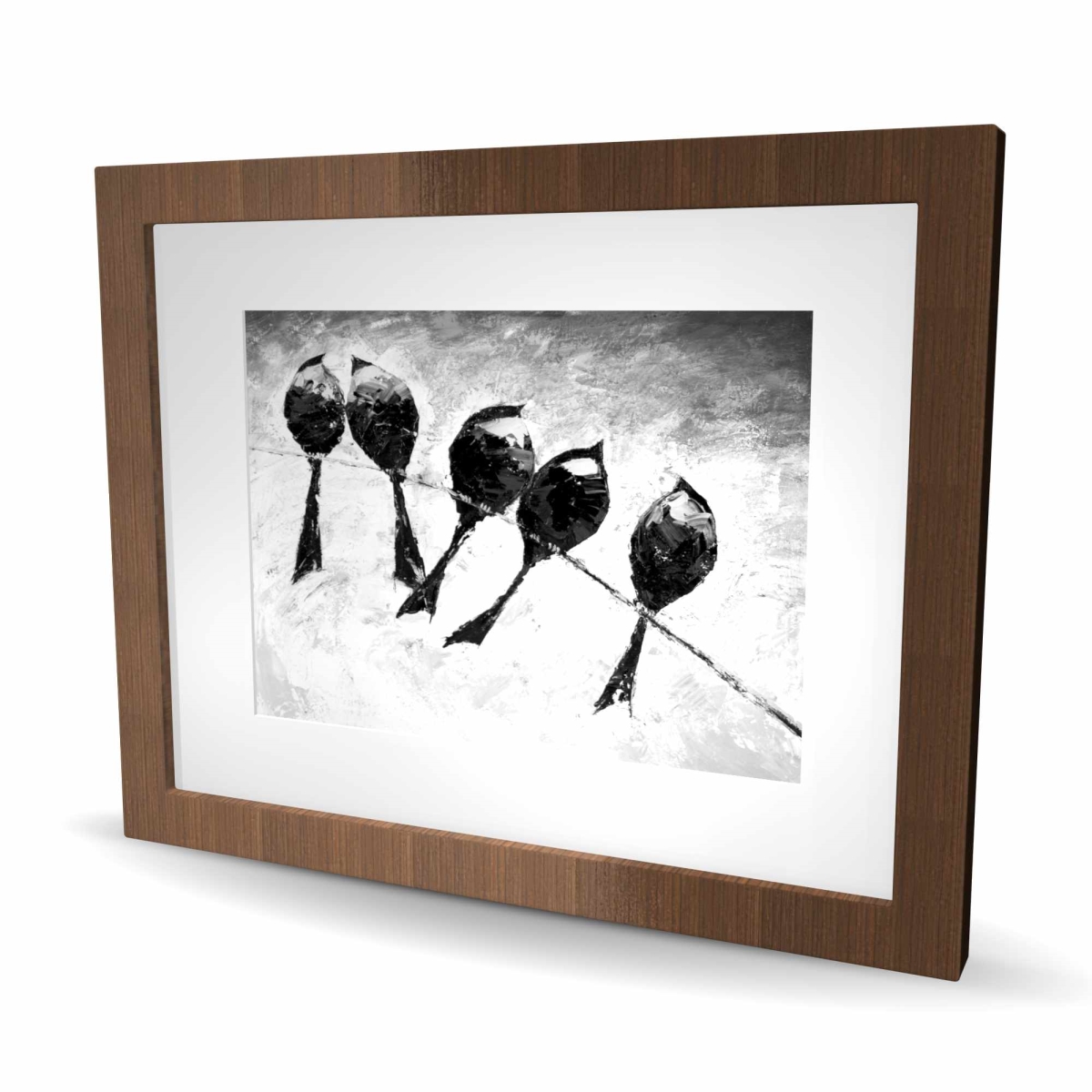 C1FM16200W690K 16 x 20 in. Five Birds Perched - Black Animals Framed Print Wall Art - Home Decor