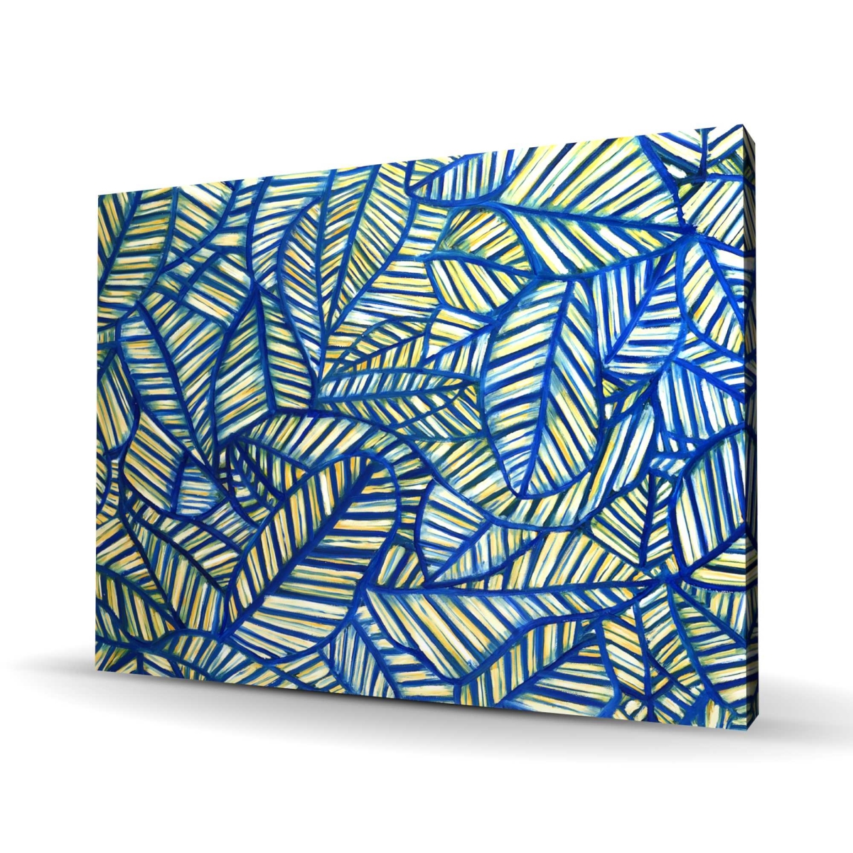 C1RC3648879DFK 36 x 48 in. Blue Leaf Patterns - Floral Bedroom Canvas for Home Decor